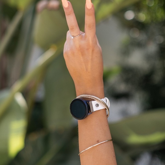White Leather Strap Black Galaxy Active2 Band main image 4
